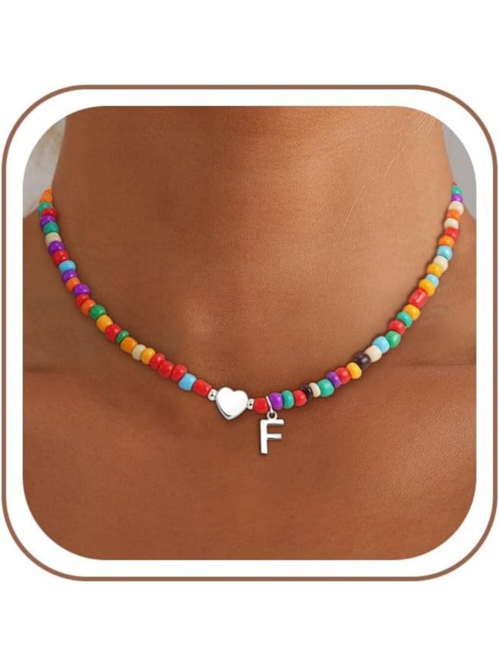 Colorful Beaded Initial Necklaces for Girls & Women - Trendy Dainty Choker Gifts